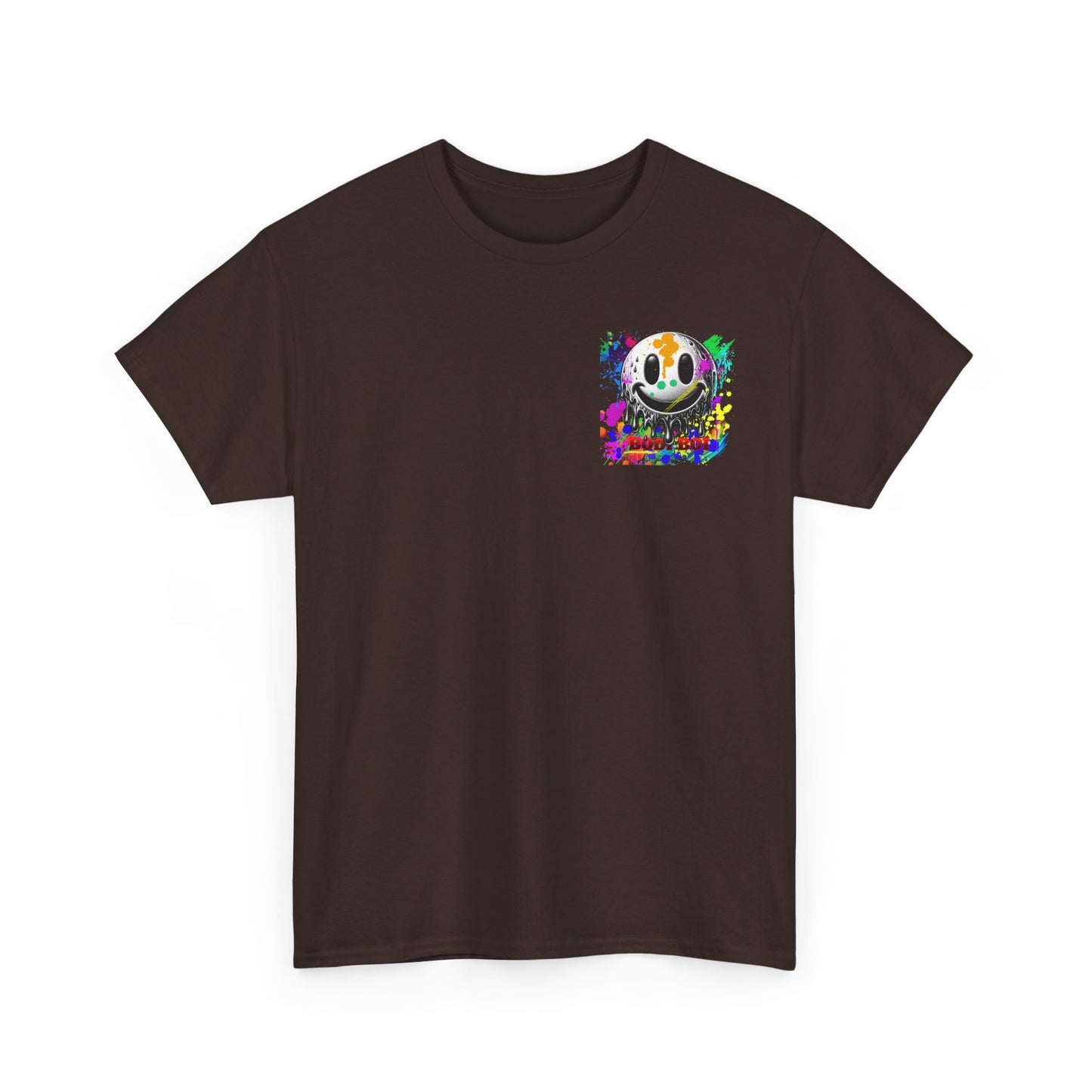 Colorful Graffiti Tee, Unisex Heavy Cotton Tee with Smiley Face Design, Streetwear Top, Graphic Tee for Art Lovers, Casual Gift for Friends