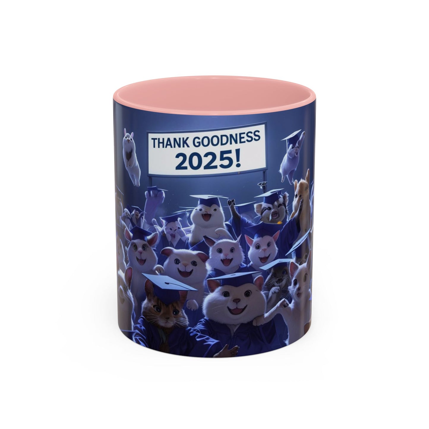 Anime Graduation Theme Accent Coffee Mug - Funny Cat & Dog Design, Perfect Gift for 2025 Grads, Inspirational Coffee Mug, Celebration Mug