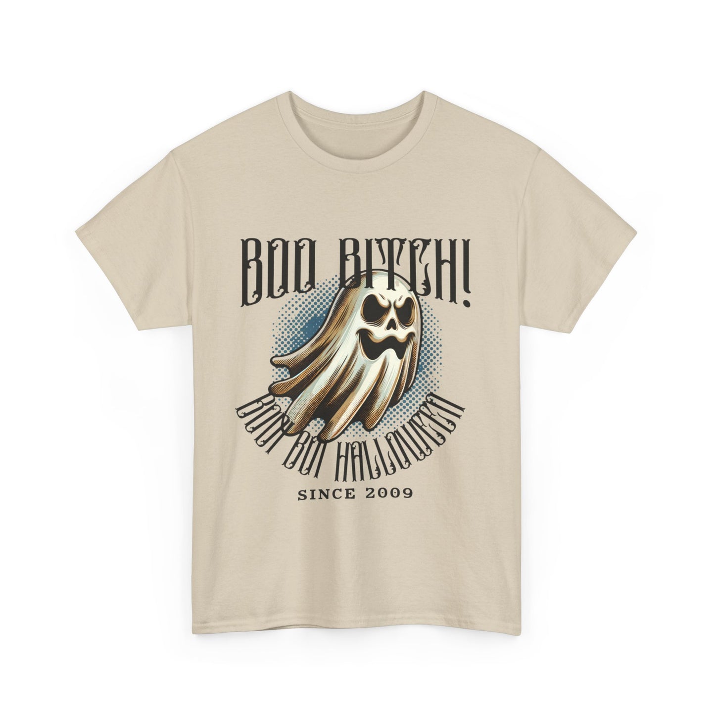 Boo Biych! Halloween Unisex Heavy Cotton Tee, Spooky T-Shirt, Halloween Costume Top, Ghost Graphic Shirt, October Festive Apparel
