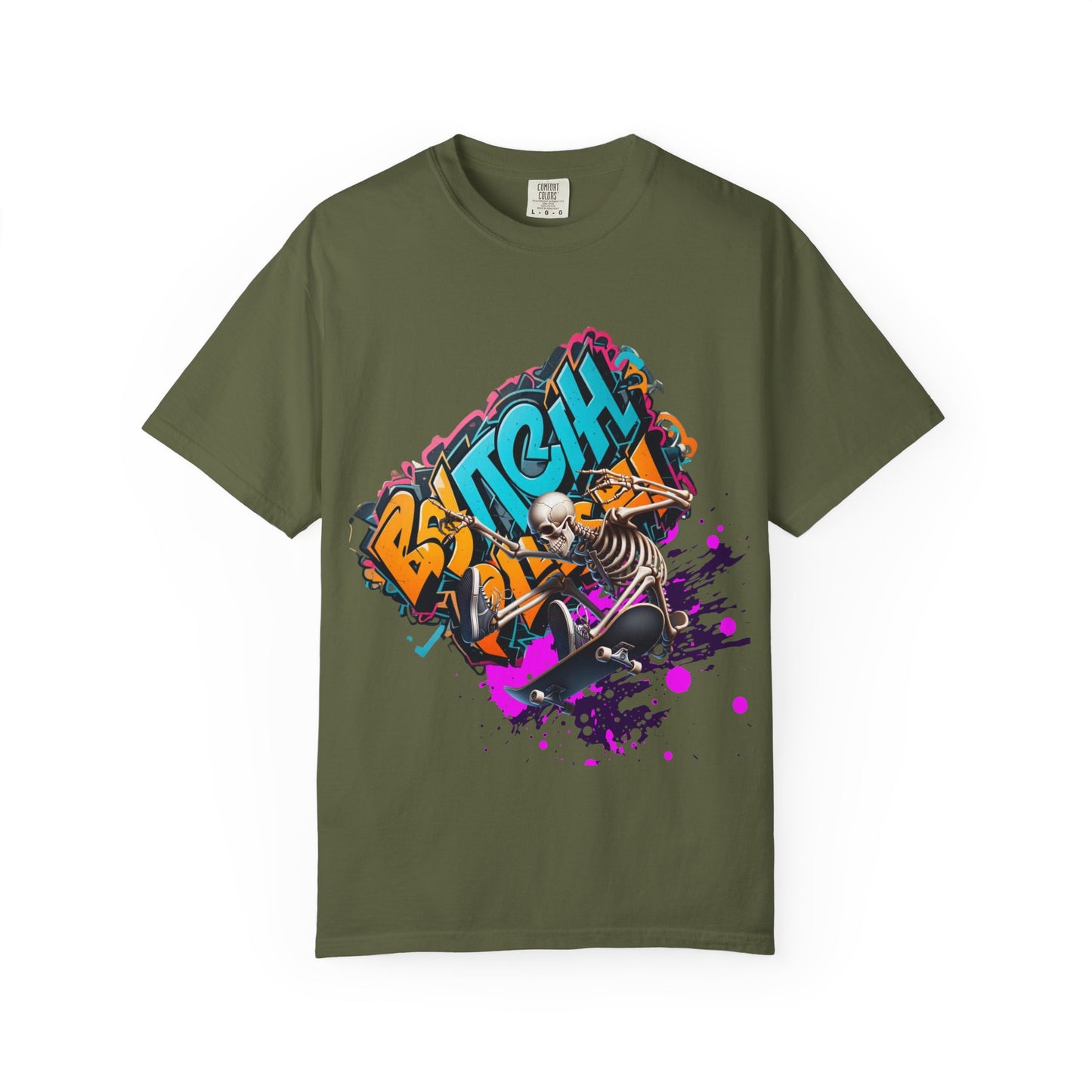 Edgy Skeleton Graffiti T-Shirt, Unisex Graphic Tee, Halloween Costume Shirt, Streetwear Style, Cool Gift for Teens