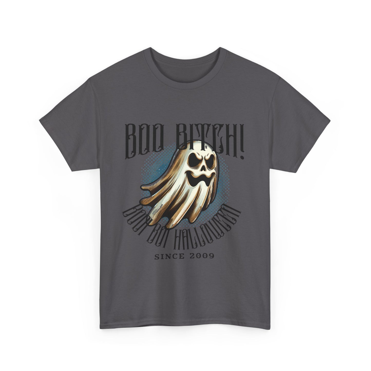 Boo Biych! Halloween Unisex Heavy Cotton Tee, Spooky T-Shirt, Halloween Costume Top, Ghost Graphic Shirt, October Festive Apparel