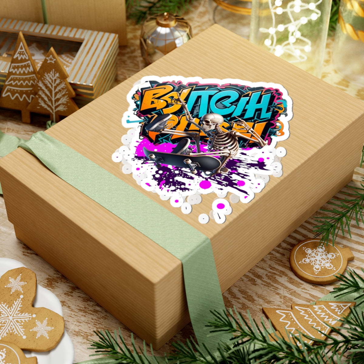 Cool Graffiti Kiss-Cut Stickers, Trendy Skateboard Accessories, Unique Laptop Decals, Street Art Decorations, Fun Gift for Teens