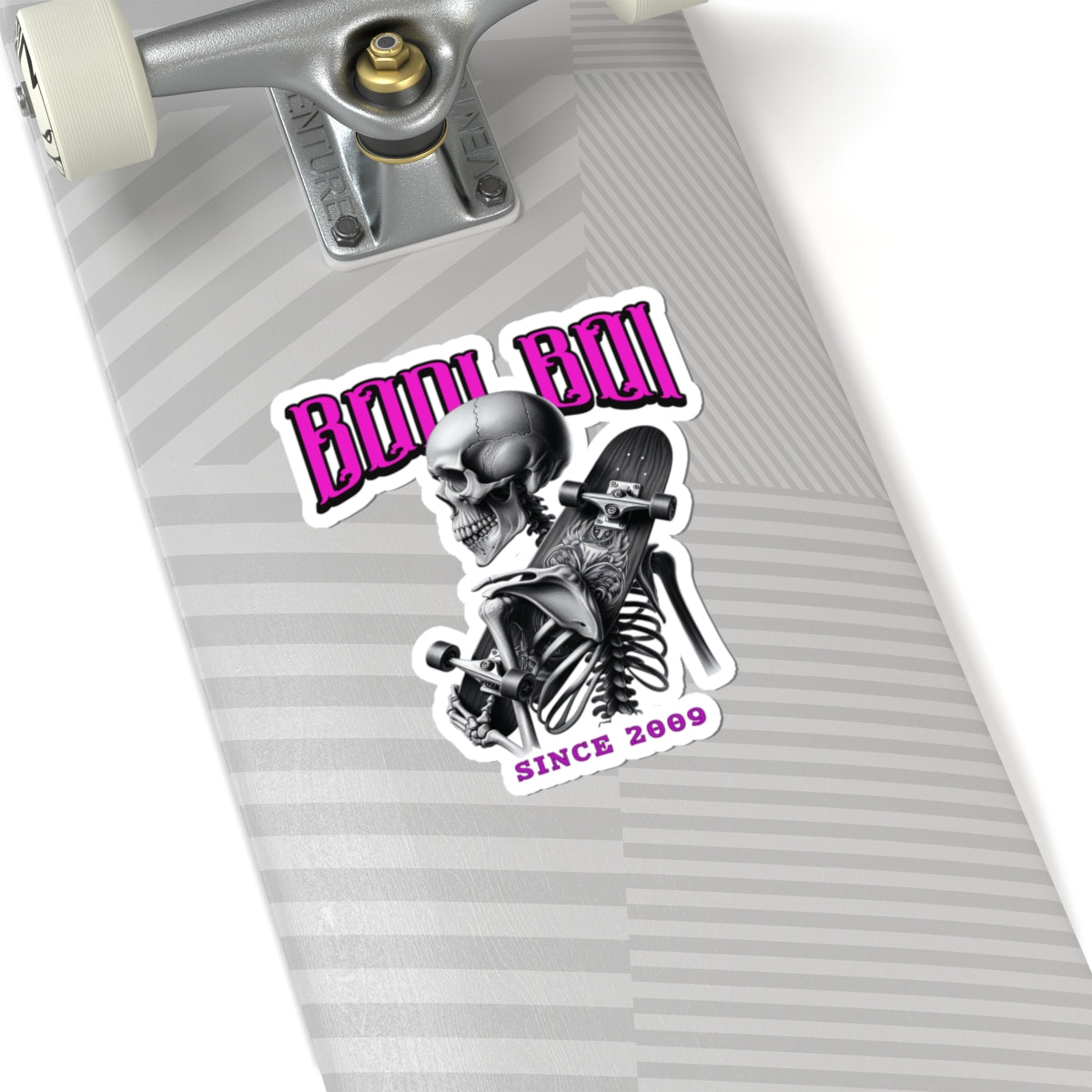 Skeleton Skateboarder Kiss-Cut Stickers, Goth Stickers, Halloween Decor, Skateboard Accessories, Unique Gifts, Art Stickers