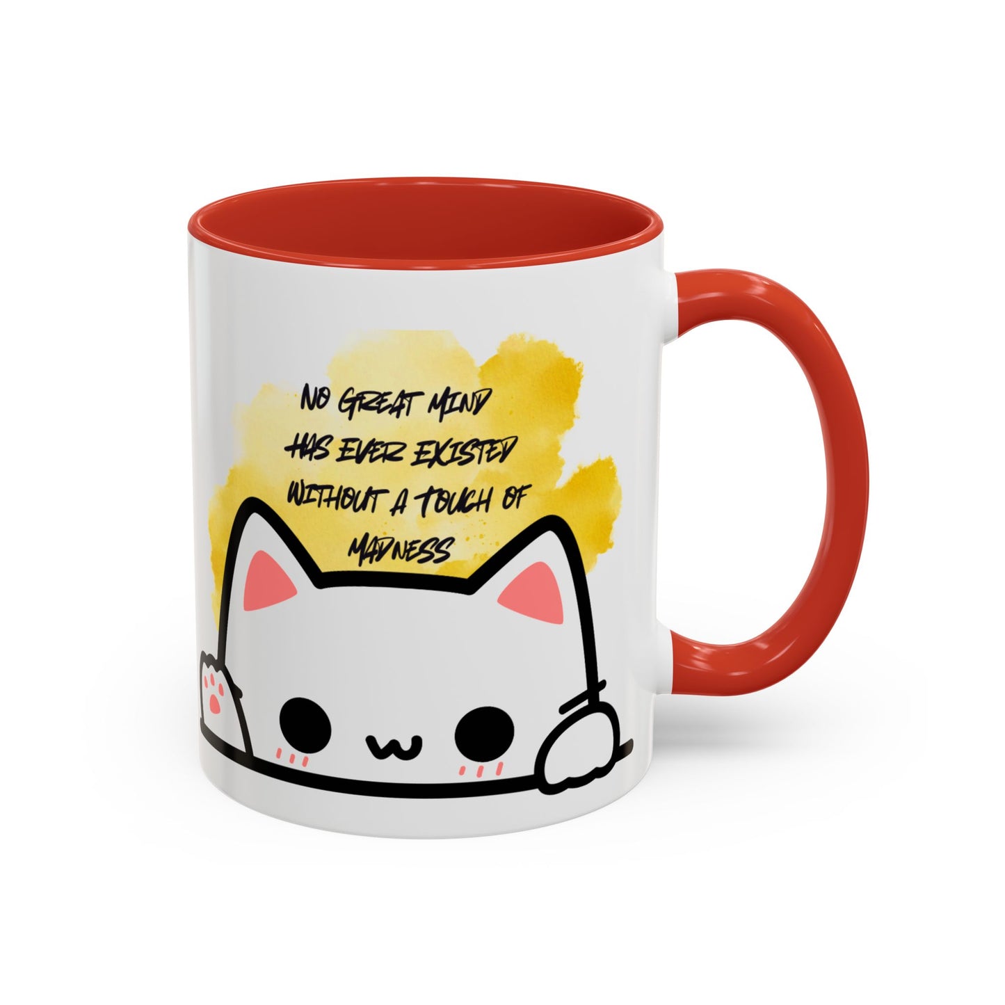 Playful Cat Accent Mug - No Great Mind Has Ever Existed Without a Touch of Madness, Cute Gift for Cat Lovers, Coffee Cup, Cat-Themed [...]