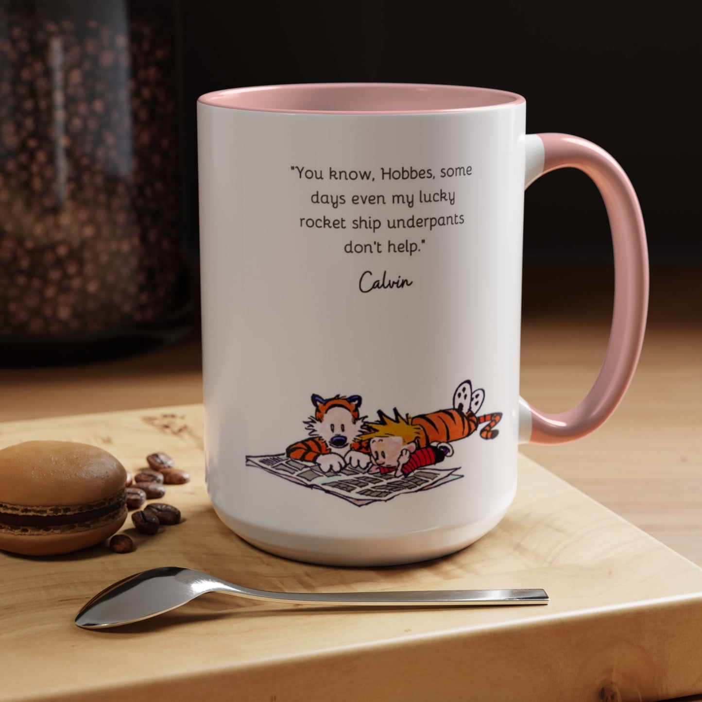 Calvin and Hobbes Inspired Accent Coffee Mug - Fun Gift for Fans, Morning Coffee, Cute Quote Mug, Whimsical Gift, Reading Companion