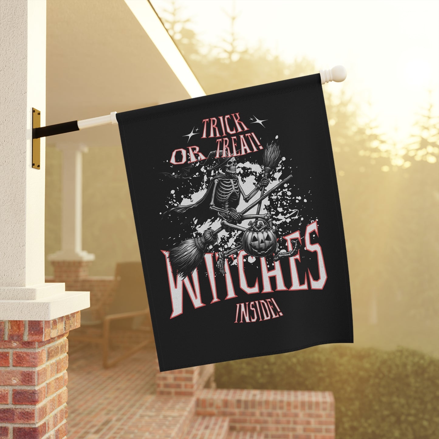 Spooky Halloween Garden Banner, Trick or Treat Flag, Witches Decor, Outdoor Halloween Decor, Festive Yard Art