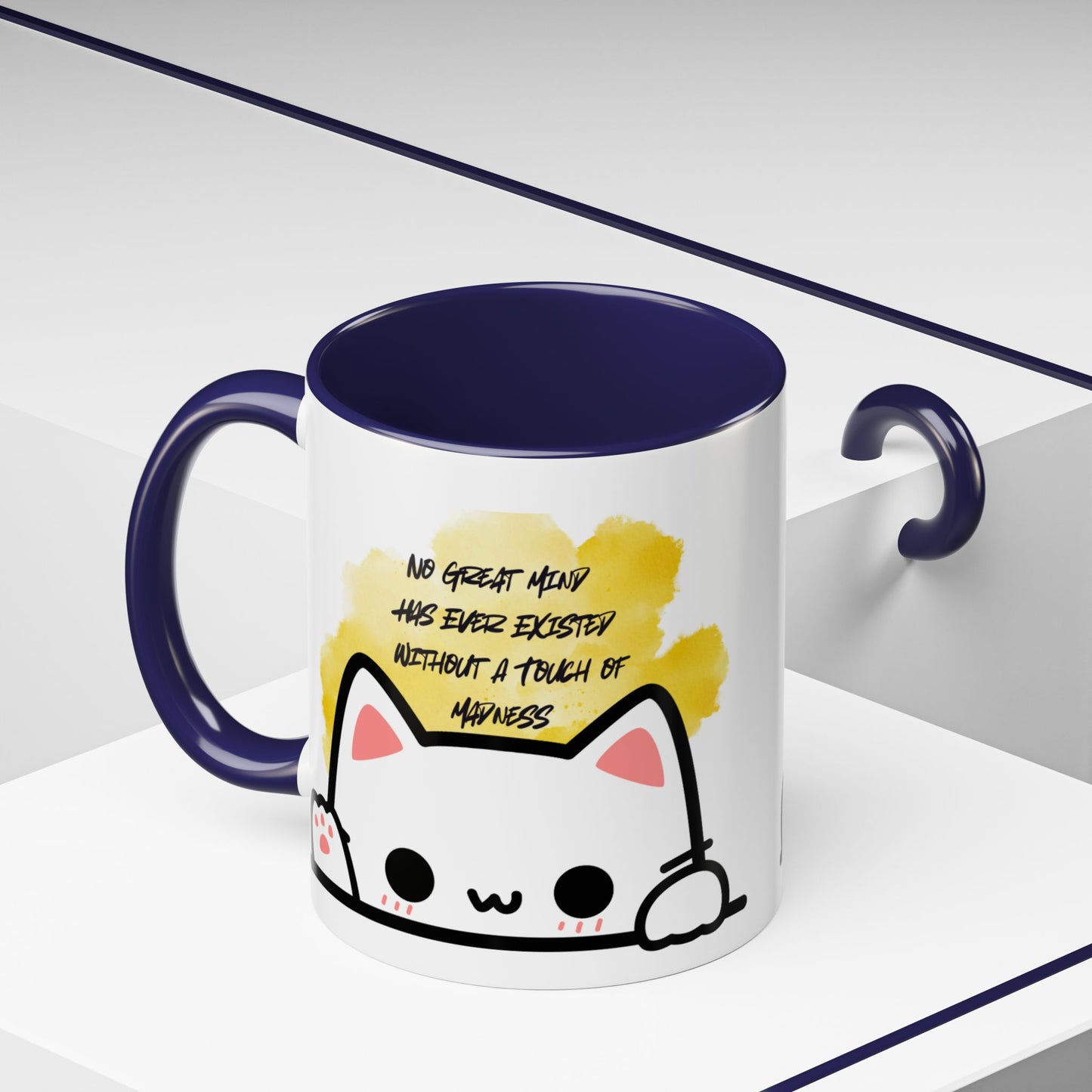 Playful Cat Accent Mug - No Great Mind Has Ever Existed Without a Touch of Madness, Cute Gift for Cat Lovers, Coffee Cup, Cat-Themed [...]
