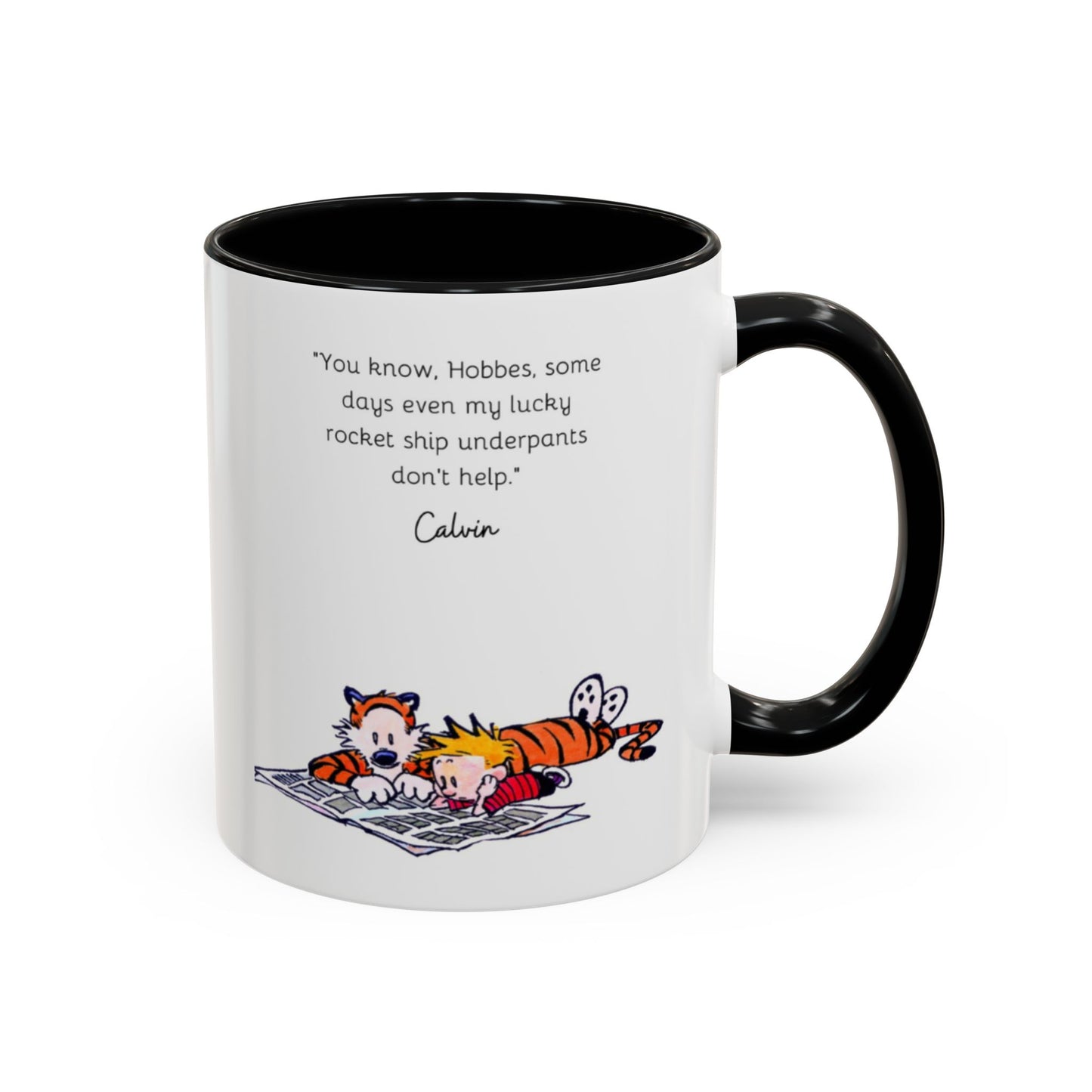 Calvin and Hobbes Inspired Accent Coffee Mug - Fun Gift for Fans, Morning Coffee, Cute Quote Mug, Whimsical Gift, Reading Companion