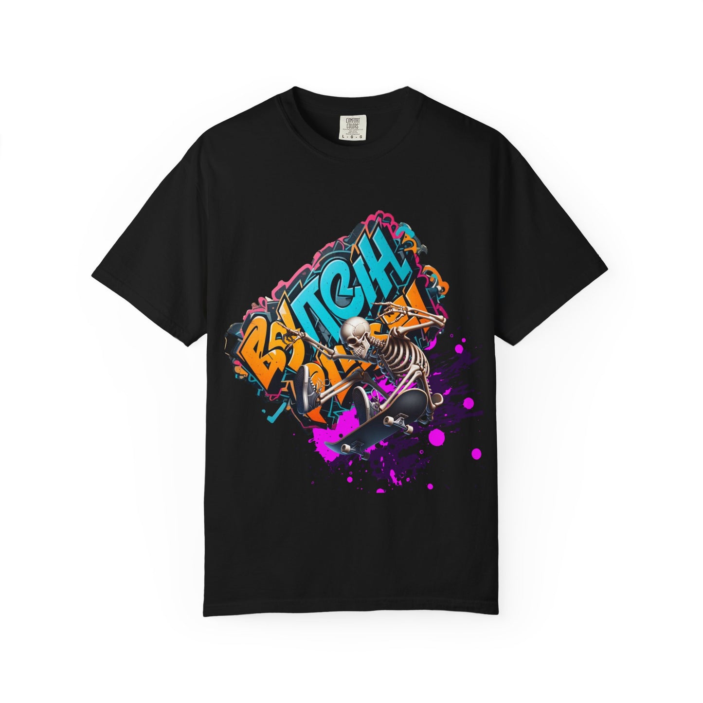 Edgy Skeleton Graffiti T-Shirt, Unisex Graphic Tee, Halloween Costume Shirt, Streetwear Style, Cool Gift for Teens
