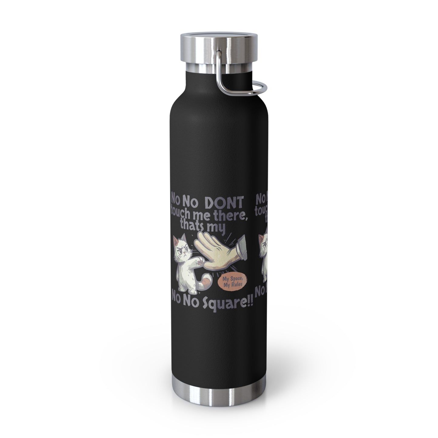 Funny Cat Insulated Water Bottle, 22oz, Laughing Cat Gift, Pet Lover Gift, Humorous Drinkware, Cat Safety Bottle