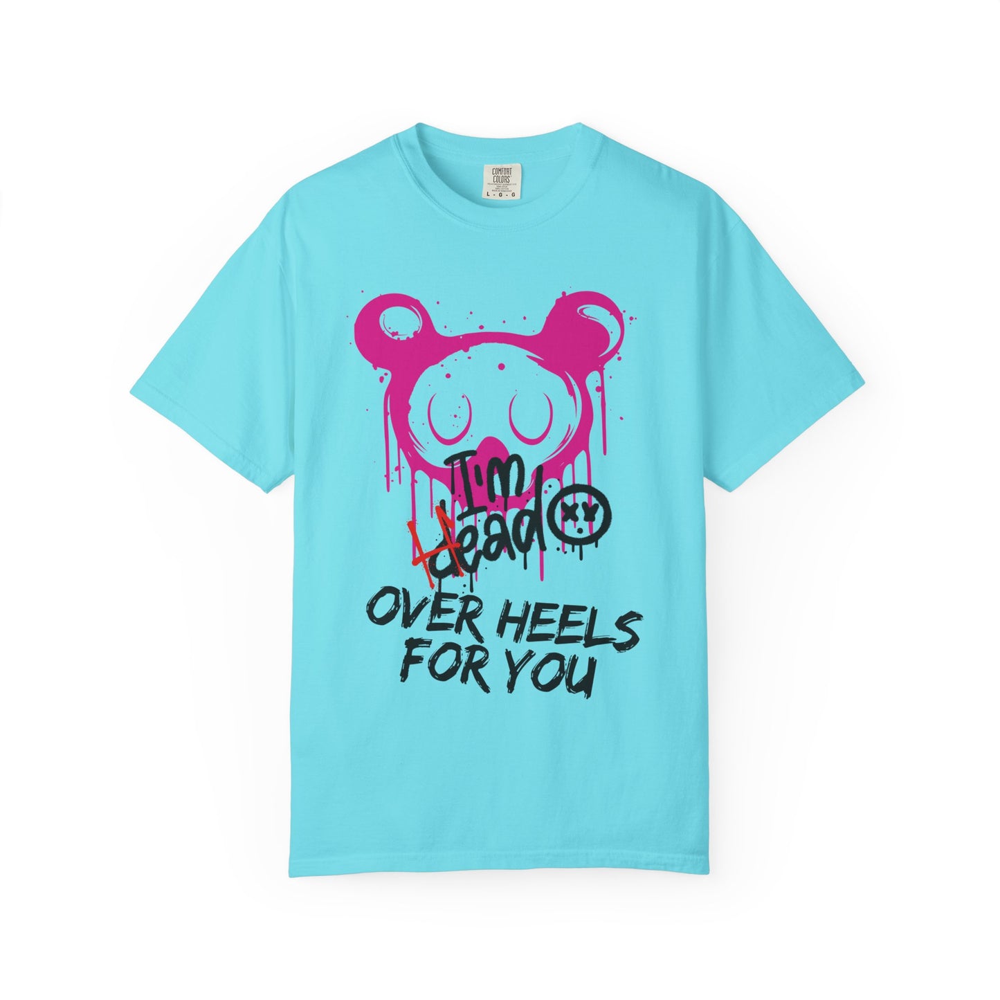 Head Over Heels T-Shirt with Cute Design, Perfect Gift for Friends, Casual Wear, Valentine's Day, Year-Round Fashion