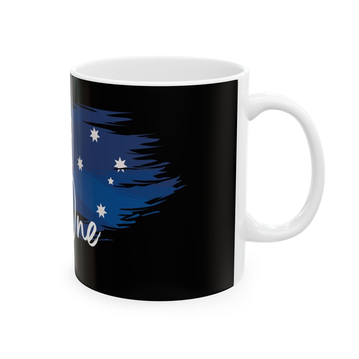 Ceramic Mug with Australian Flag only one Design, Perfect for Coffee Lovers, Gift for Australia Day, Personalized Travel Mug, Black and White Decor