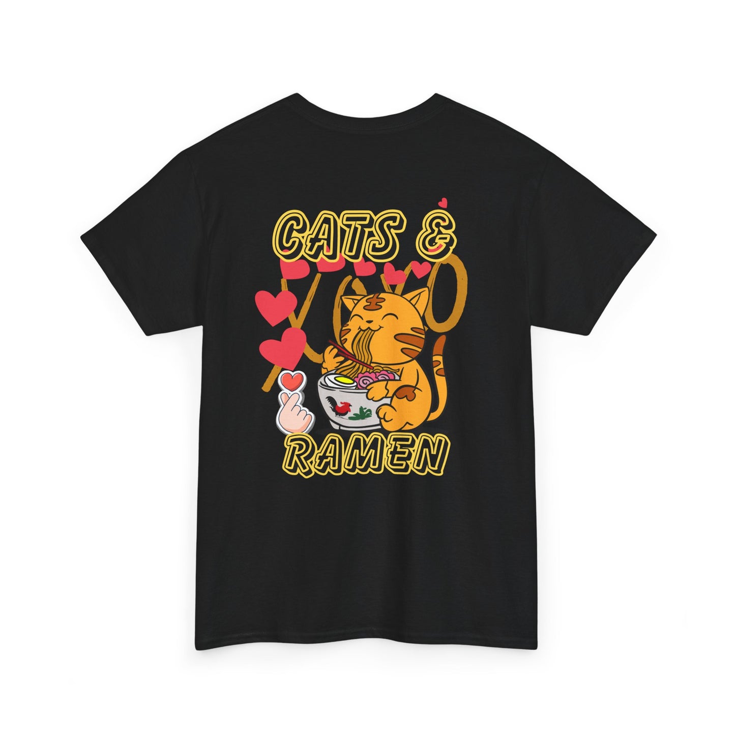 Cute Cat & Ramen Graphic Tee, Fun T-Shirt for Cat Lovers, Gift for Foodies, Casual Wear, Perfect for Parties & Celebrations