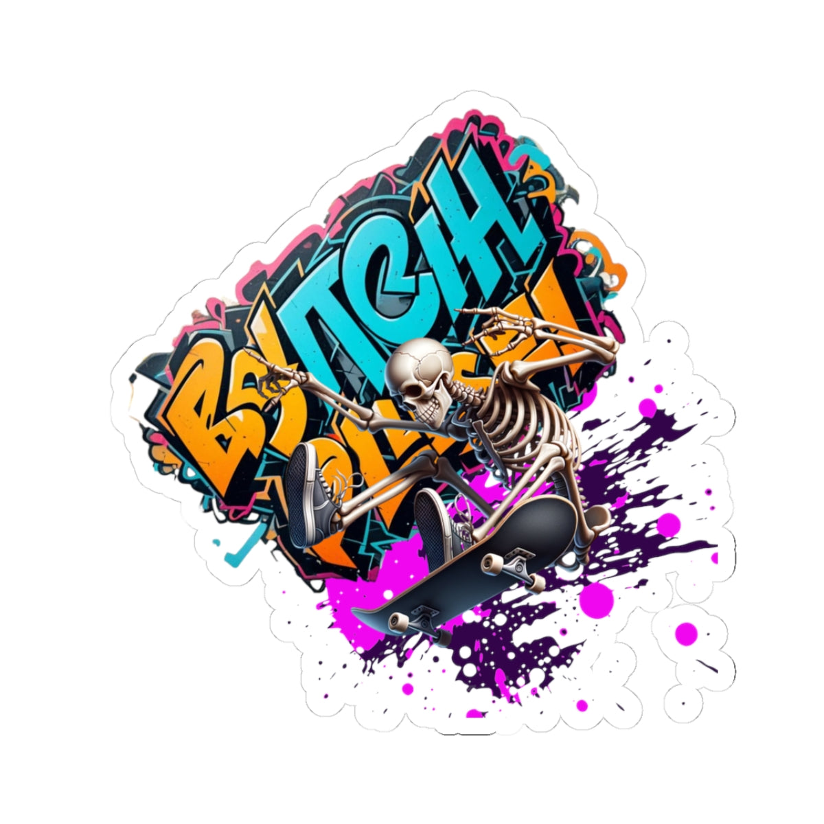 Cool Graffiti Kiss-Cut Stickers, Trendy Skateboard Accessories, Unique Laptop Decals, Street Art Decorations, Fun Gift for Teens