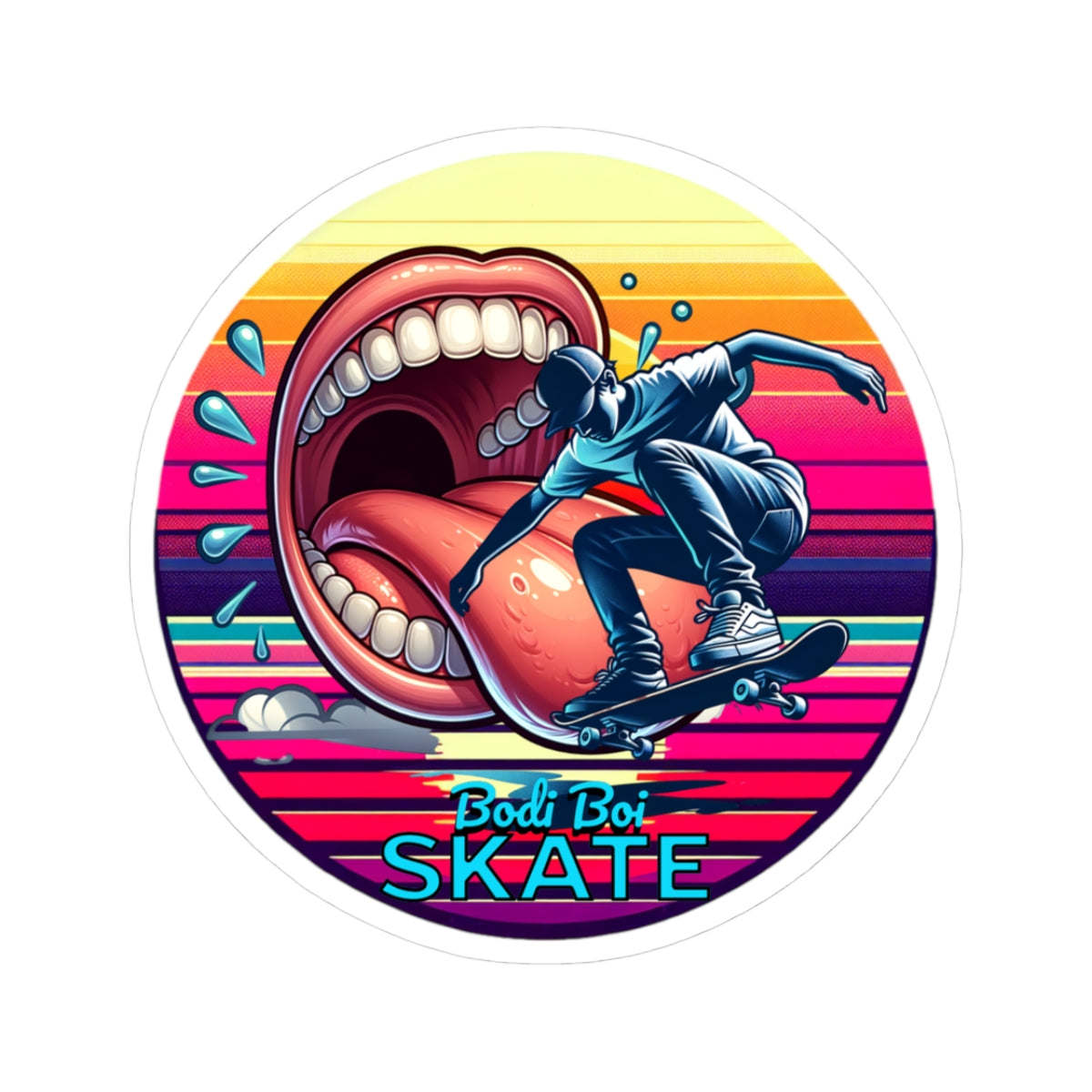 Vibrant Skateboard Kiss-Cut Stickers, Cool Skate Decals for Teens, Unique Laptop Stickers, Fun Gift for Skaters, Colorful Wall Art