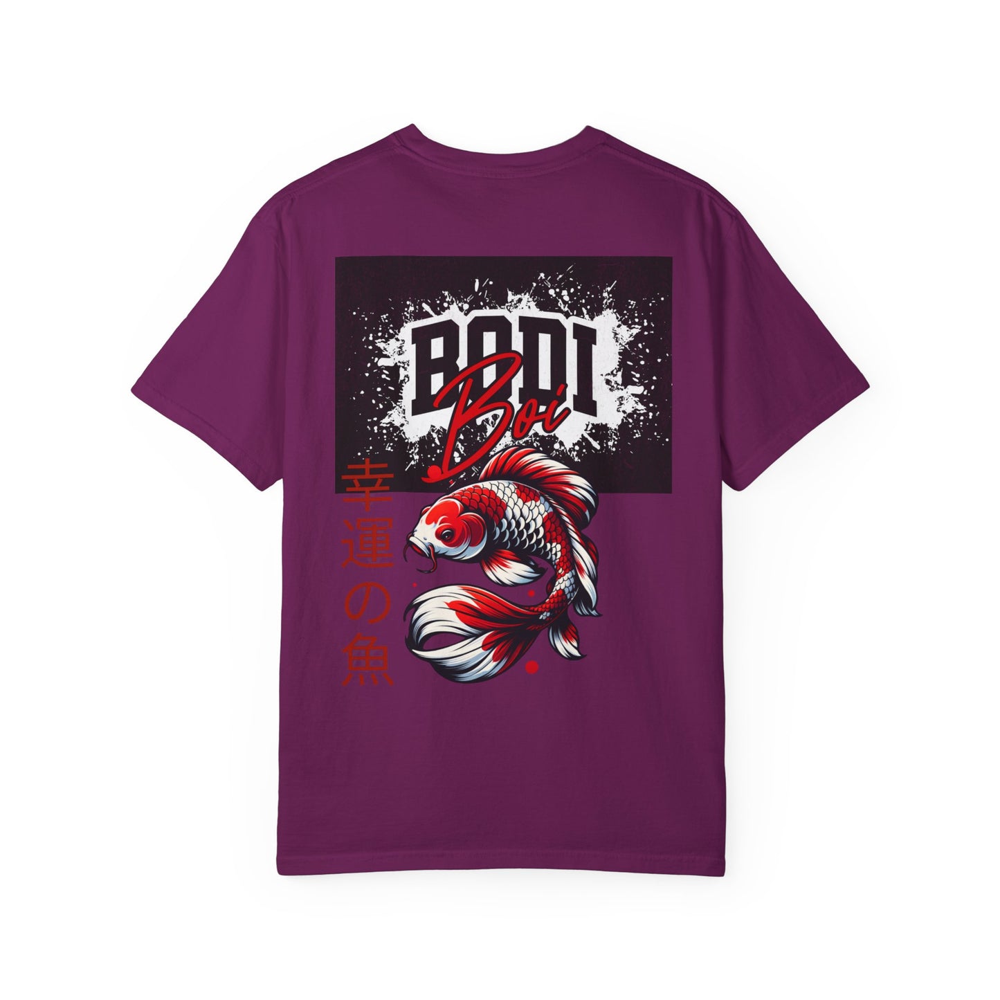 Garment-Dyed Unisex T-Shirt with Bold Koi Design, Trendy Streetwear, Gift for Casual Wear, Unique Graphic Tee, Perfect for Summer Vibes