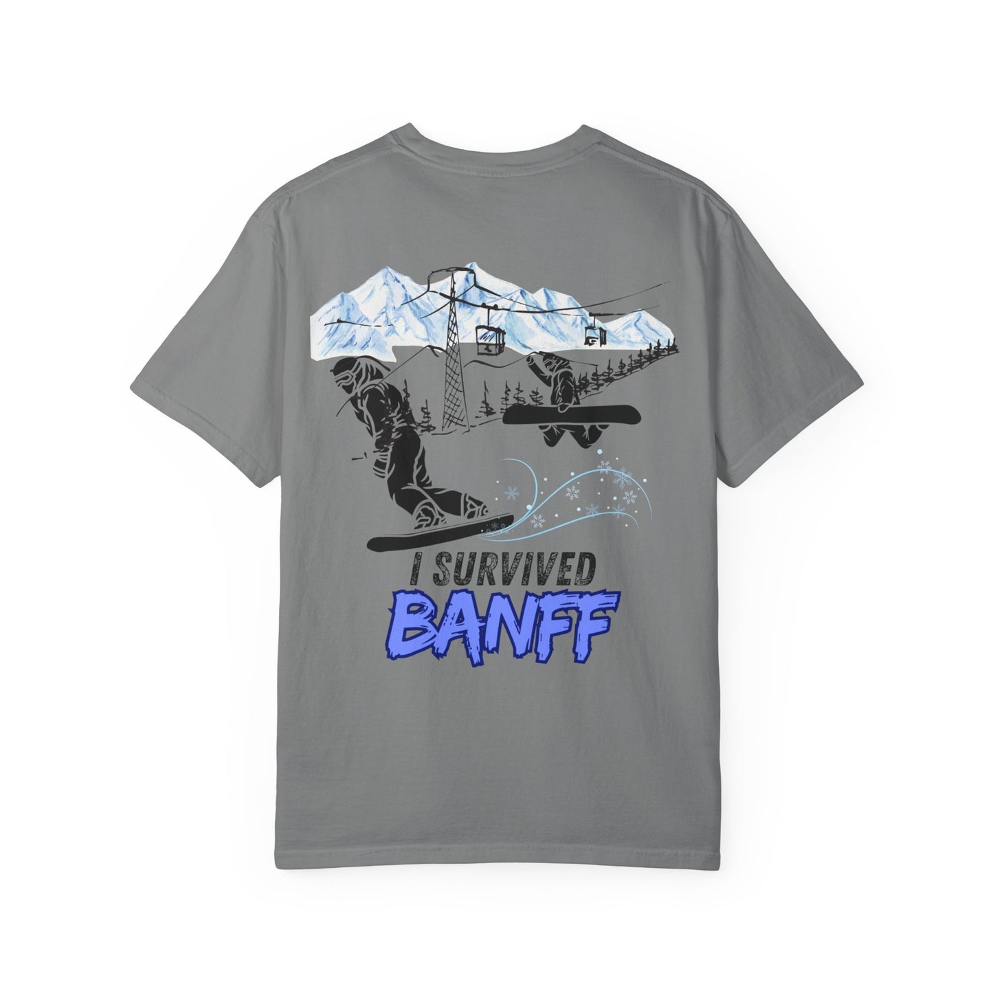 Banff Ski Adventure T-Shirt - Unisex Garment-Dyed Tee, Snowboarder Gift, Winter Sports Apparel, Ski Trip Souvenir, Funny Travel Shirt