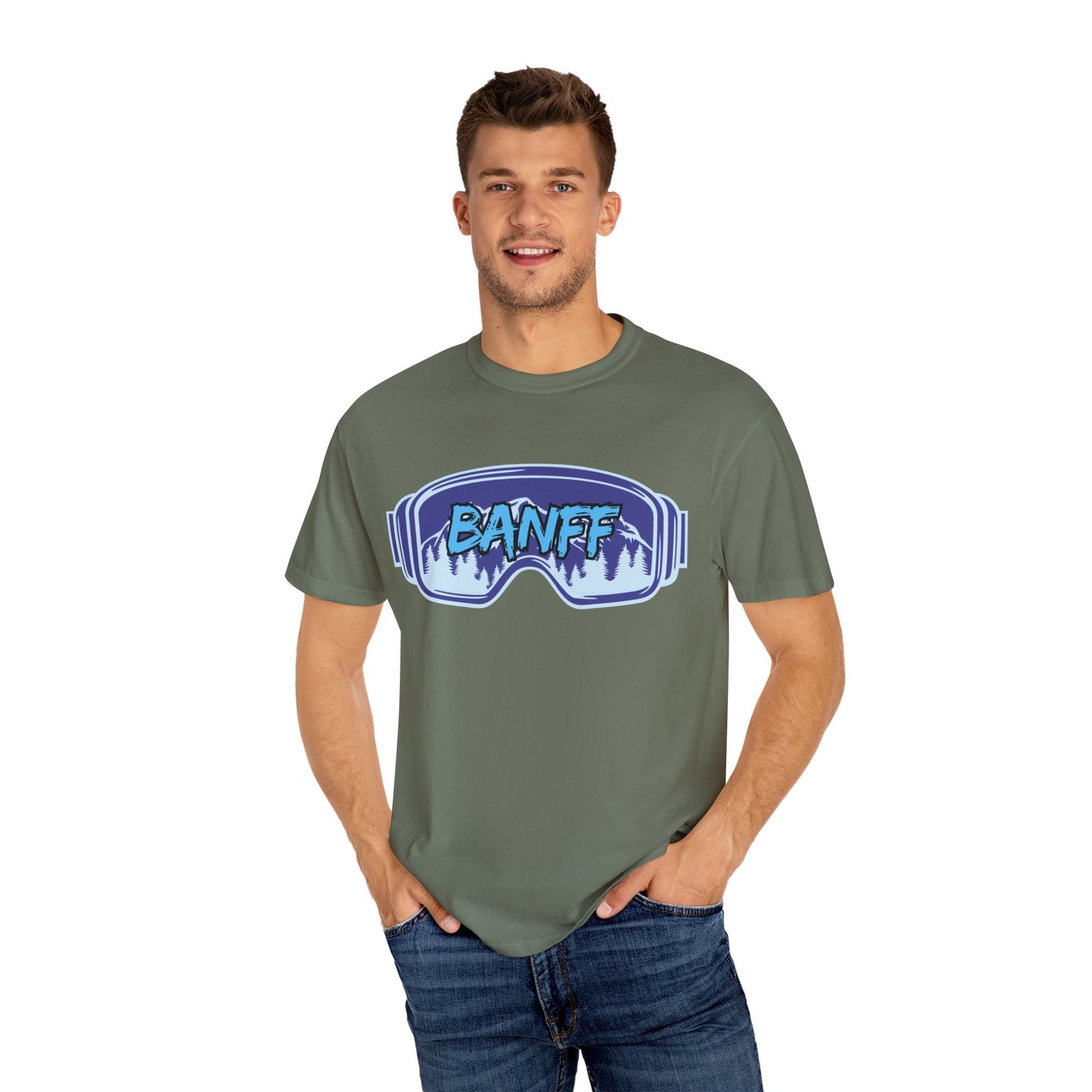 Banff Ski Adventure T-Shirt - Unisex Garment-Dyed Tee, Snowboarder Gift, Winter Sports Apparel, Ski Trip Souvenir, Funny Travel Shirt