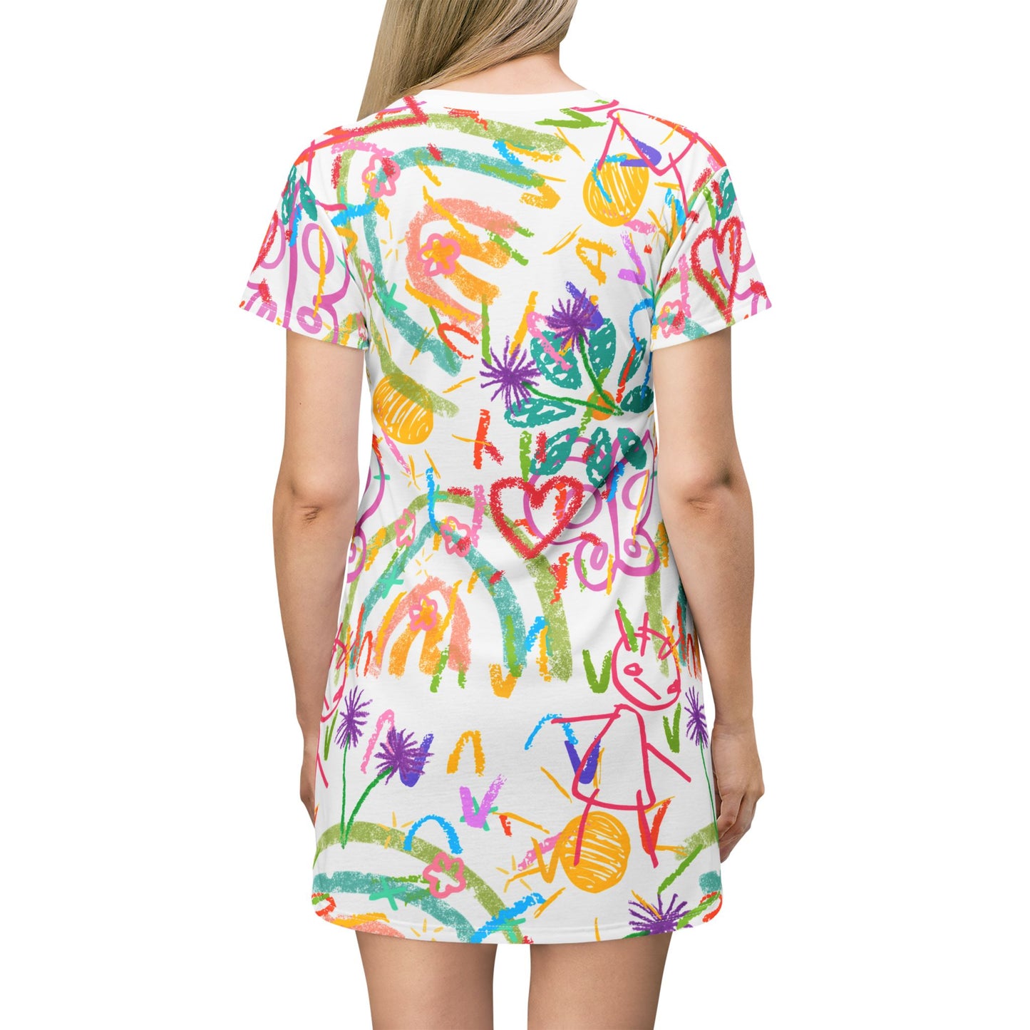 Colorful Kids T-Shirt Dress | Playful Rainbow Design | Summer Outing Outfit, Birthday Gift, Play Dress, Everyday Wear, Art-Inspired