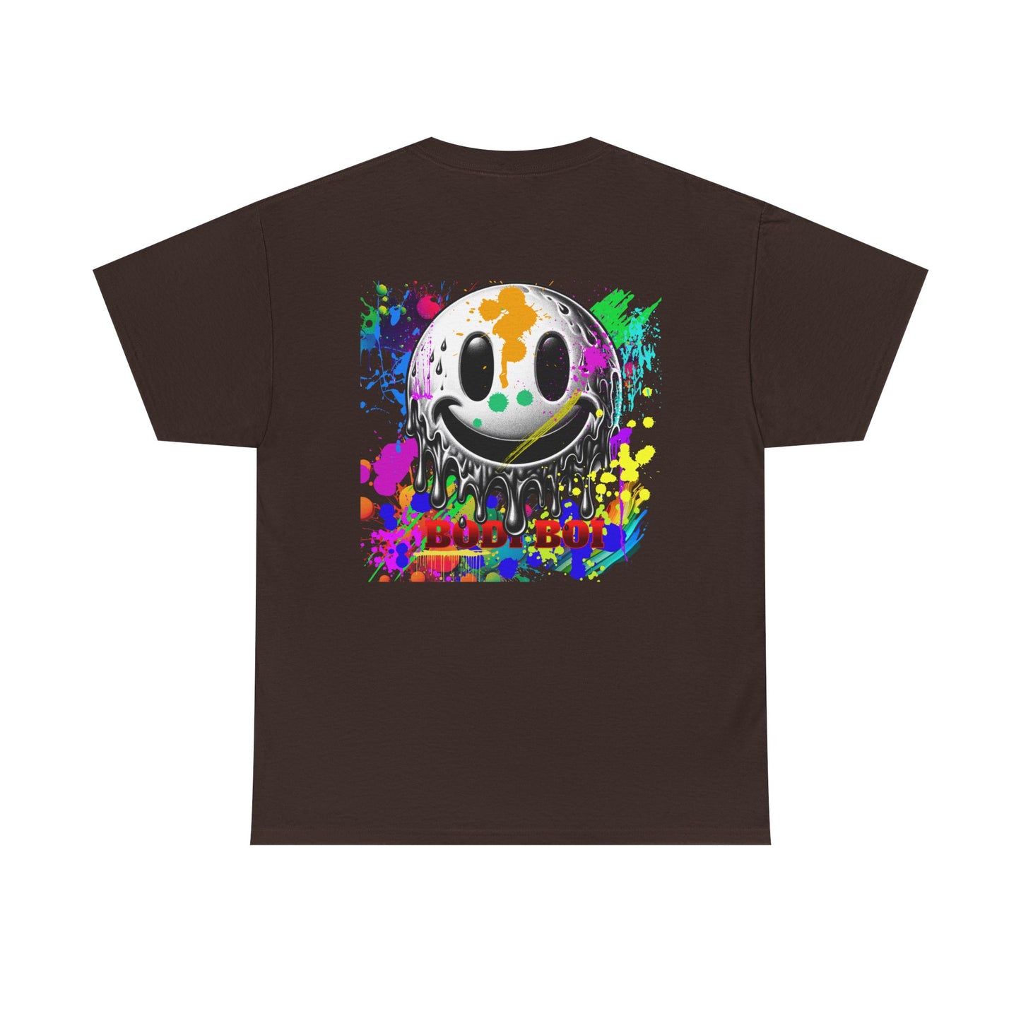 Colorful Graffiti Tee, Unisex Heavy Cotton Tee with Smiley Face Design, Streetwear Top, Graphic Tee for Art Lovers, Casual Gift for Friends