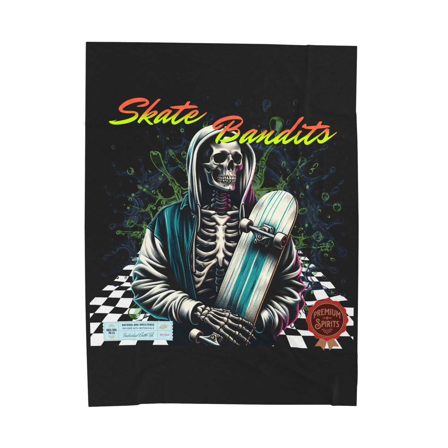 Skate Bandits Velveteen Plush Blanket - Cozy Throw for Skaters, Home Decor, Gift for Skateboard Lovers, Halloween Blanket, Retro Vibe