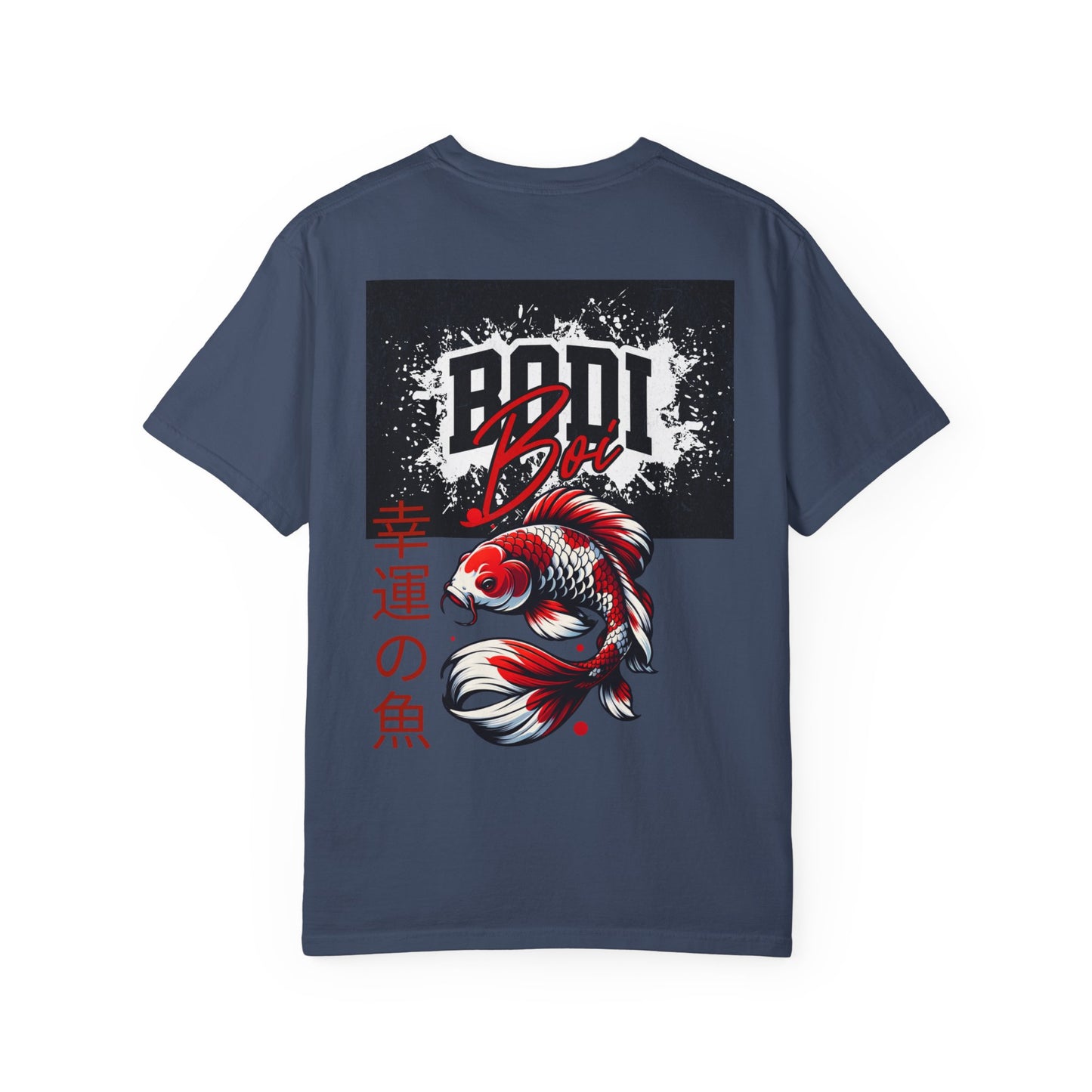 Garment-Dyed Unisex T-Shirt with Bold Koi Design, Trendy Streetwear, Gift for Casual Wear, Unique Graphic Tee, Perfect for Summer Vibes