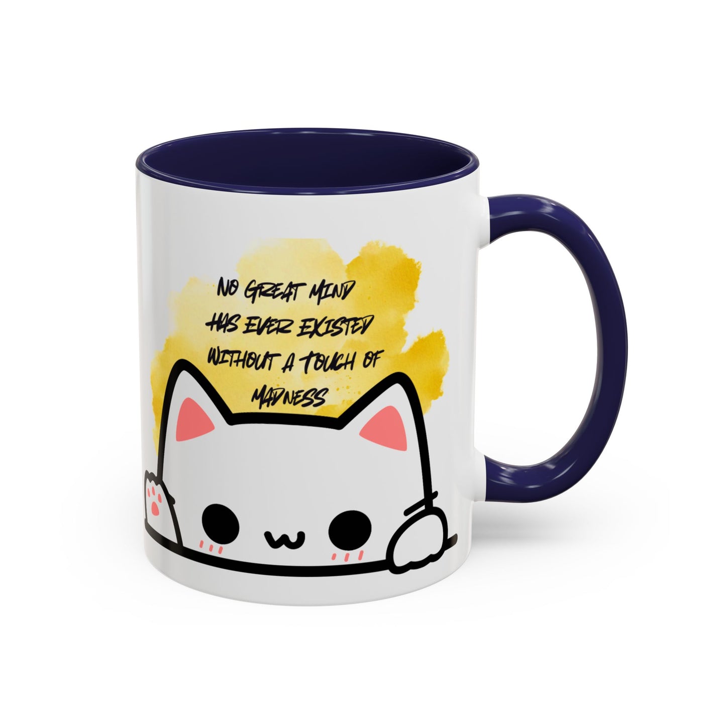 Playful Cat Accent Mug - No Great Mind Has Ever Existed Without a Touch of Madness, Cute Gift for Cat Lovers, Coffee Cup, Cat-Themed [...]