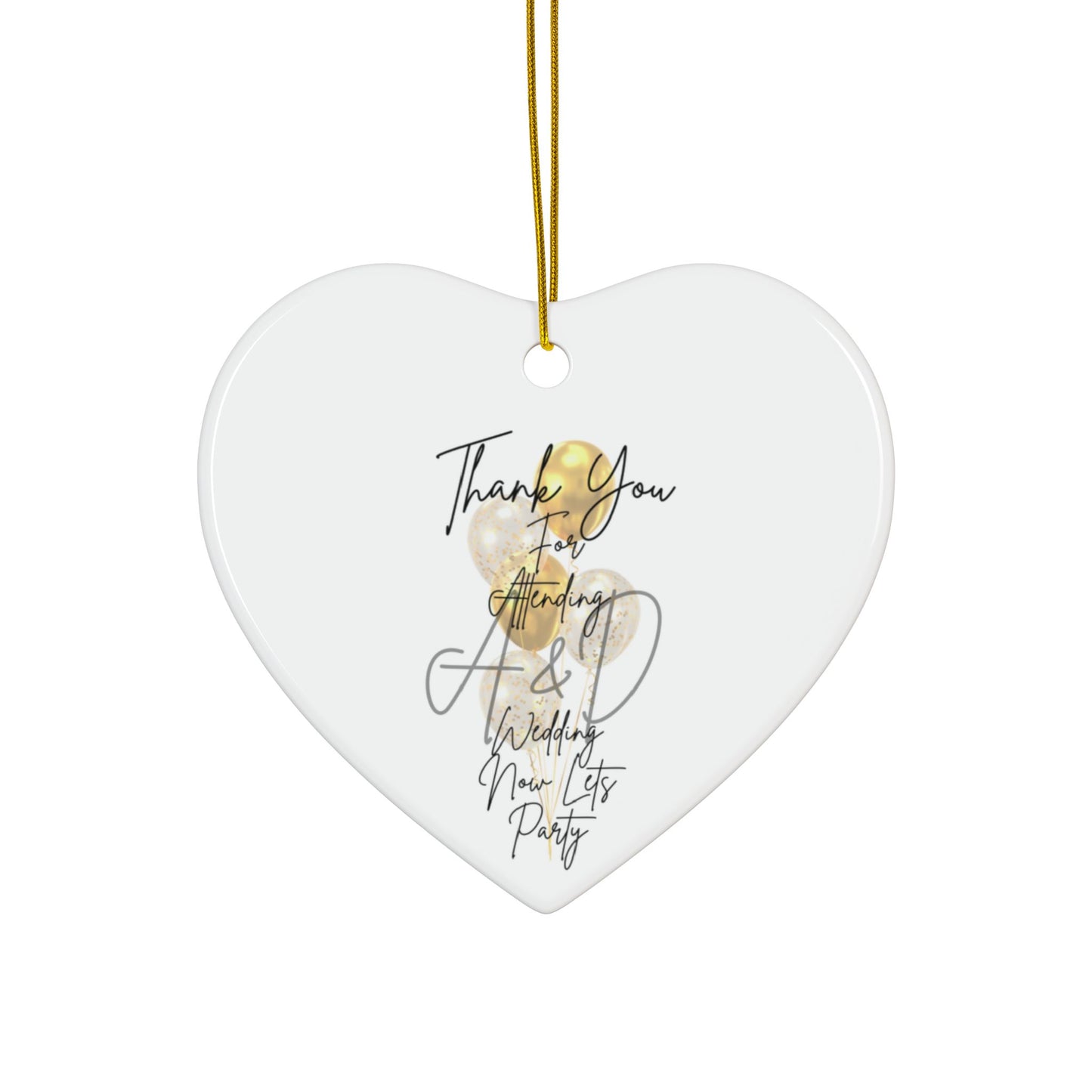 Wedding Thank You Ceramic Ornaments, Two-Sided Print, Holiday Decor, Bridal Shower Favors, Custom Keepsakes, Party Gifts
