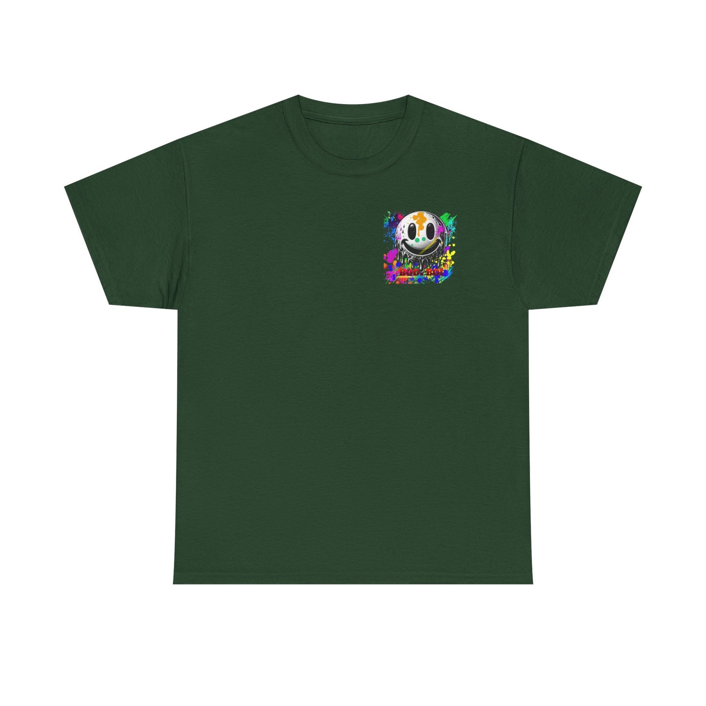 Colorful Graffiti Tee, Unisex Heavy Cotton Tee with Smiley Face Design, Streetwear Top, Graphic Tee for Art Lovers, Casual Gift for Friends