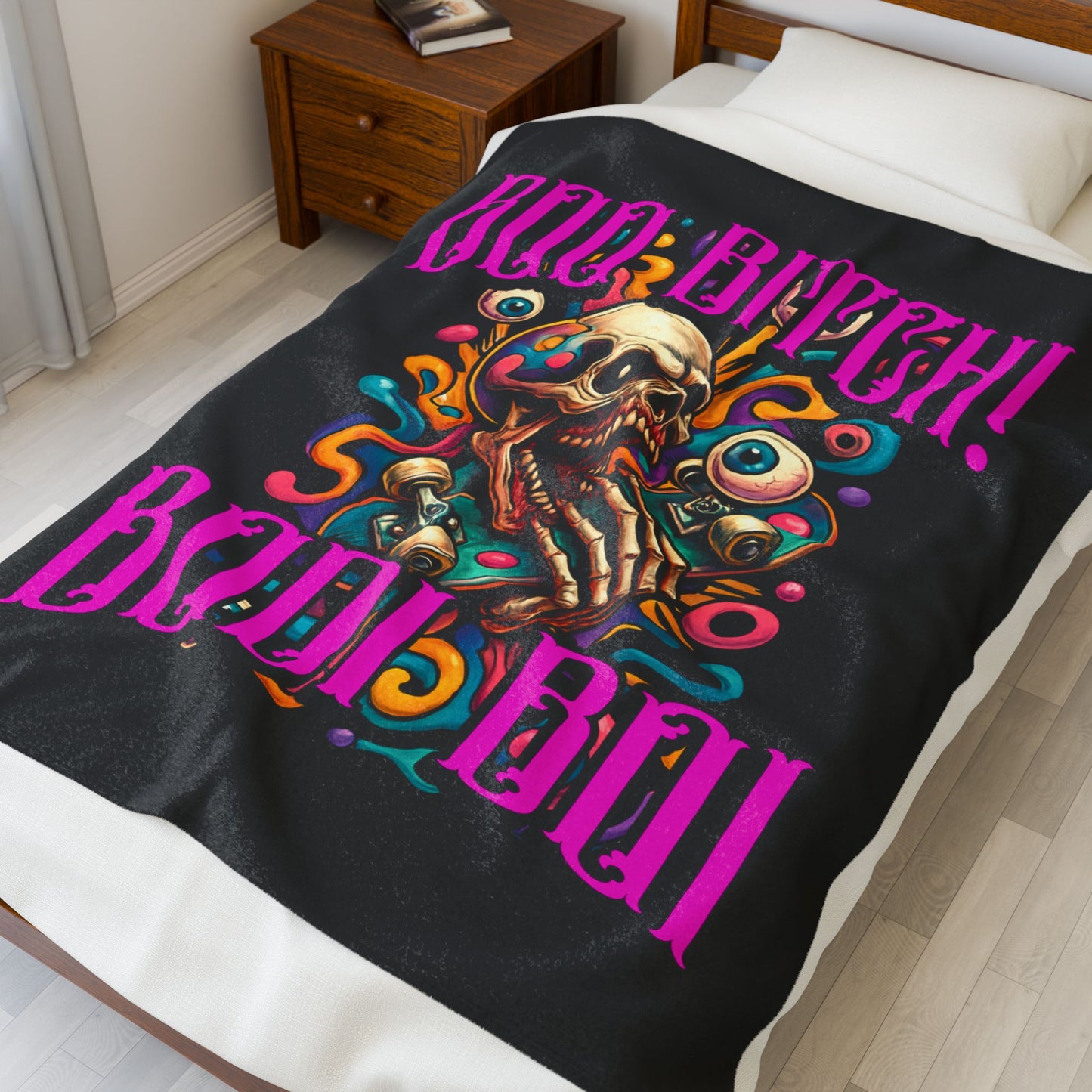 Bold Skull Graphic Plush Blanket - 'Boo Bitch! Boi Boi', Cozy Halloween Decor, Perfect Gift for Halloween Parties, Spooky Home [...]