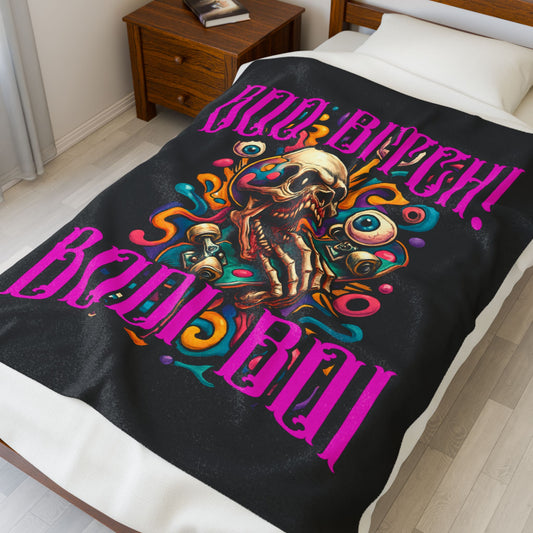 Bold Skull Graphic Plush Blanket - 'Boo Bitch! Boi Boi', Cozy Halloween Decor, Perfect Gift for Halloween Parties, Spooky Home [...]
