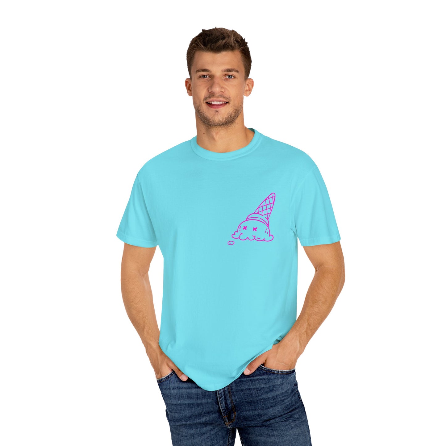 Cool Ice Cream & Helmet Graphic T-Shirt, Unisex Casual Tee, Gift for Ice Cream Lovers, Summer Vibes, Streetwear Fashion