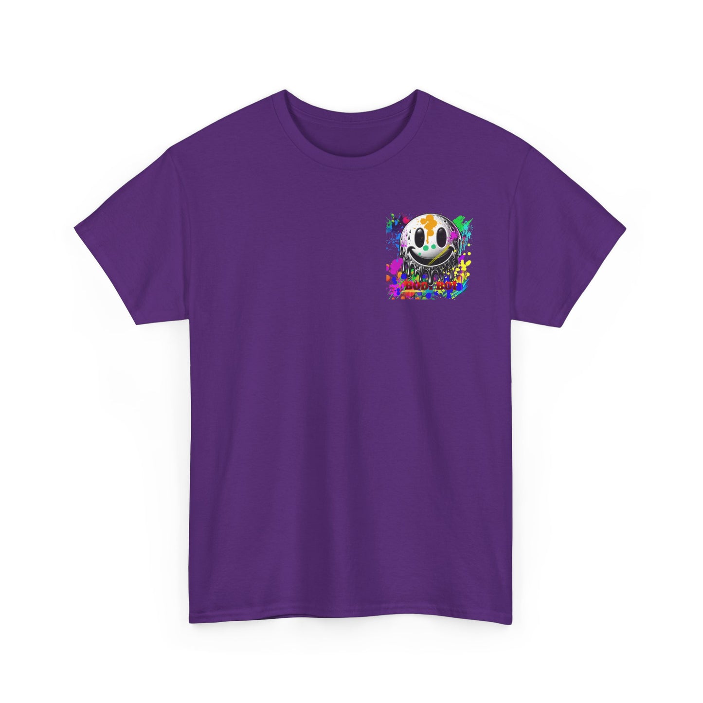 Colorful Graffiti Tee, Unisex Heavy Cotton Tee with Smiley Face Design, Streetwear Top, Graphic Tee for Art Lovers, Casual Gift for Friends