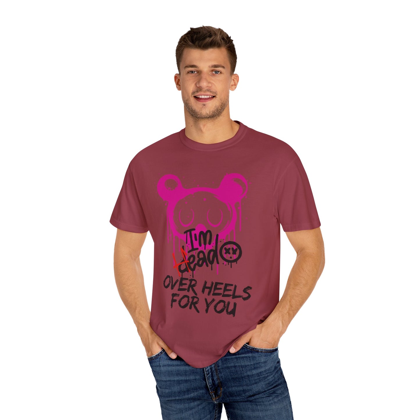 Head Over Heels T-Shirt with Cute Design, Perfect Gift for Friends, Casual Wear, Valentine's Day, Year-Round Fashion