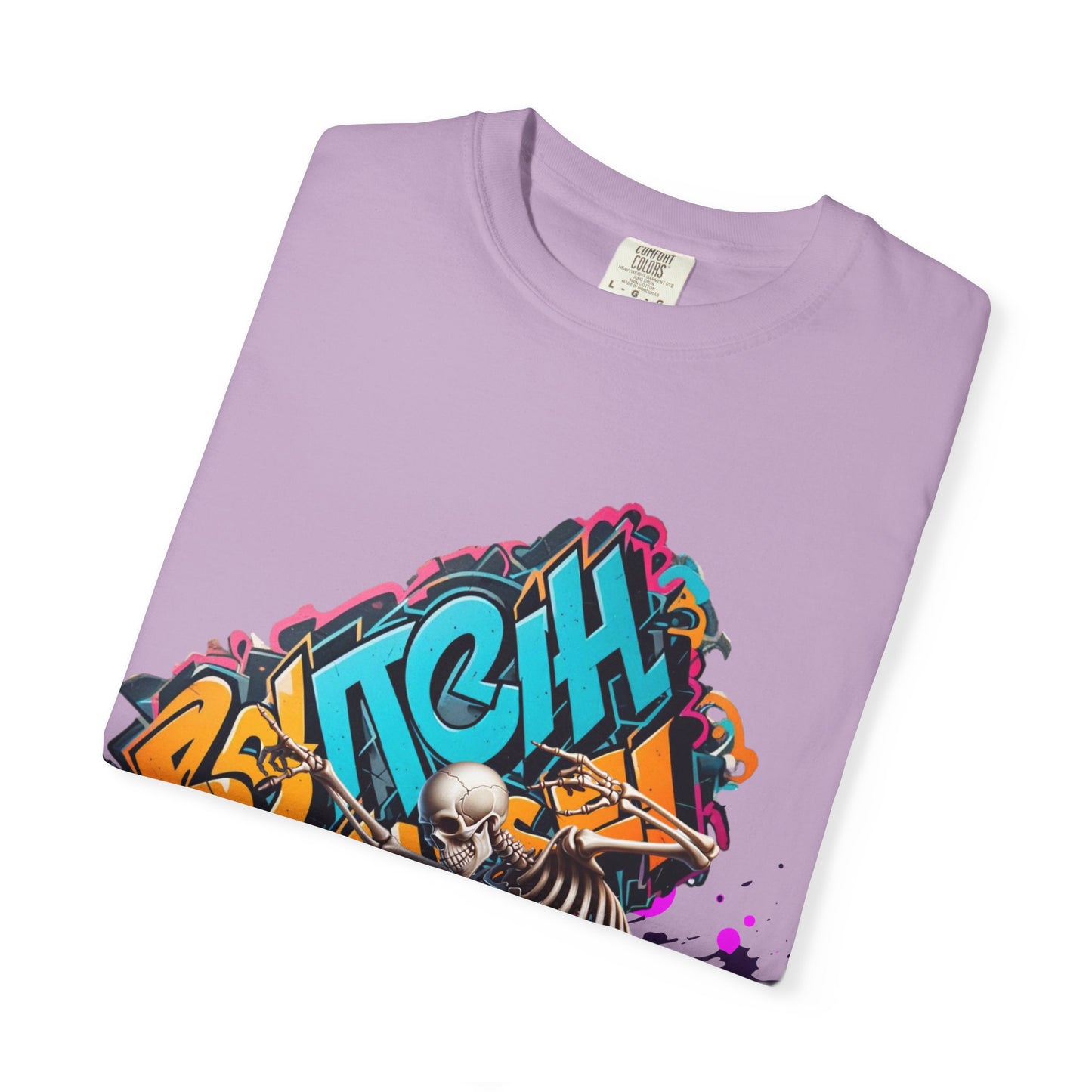 Edgy Skeleton Graffiti T-Shirt, Unisex Graphic Tee, Halloween Costume Shirt, Streetwear Style, Cool Gift for Teens