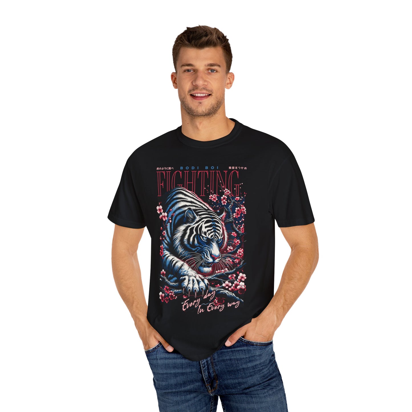 Fierce Tiger Graphic Tee, Vintage Style T-shirt, Unisex Casual Wear, Perfect Gift for Animal Lovers, Fight Against Negative Energy