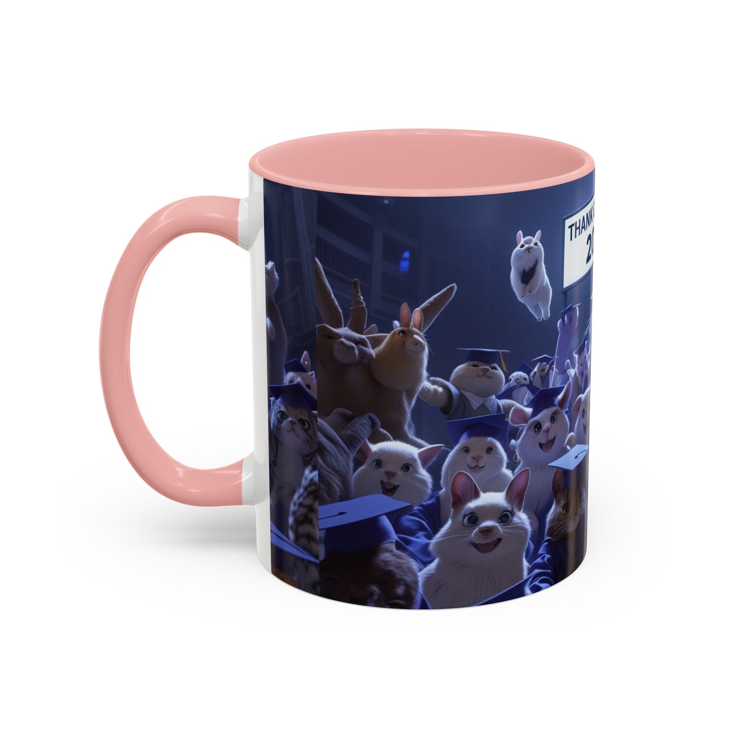 Anime Graduation Theme Accent Coffee Mug - Funny Cat & Dog Design, Perfect Gift for 2025 Grads, Inspirational Coffee Mug, Celebration Mug