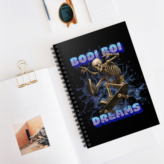 Skateboarder Spiral Notebook - Bodie Boi Dreams, Grunge Stationery, Unique Gift, Aesthetic Journal, Eco-Friendly Writing Pad