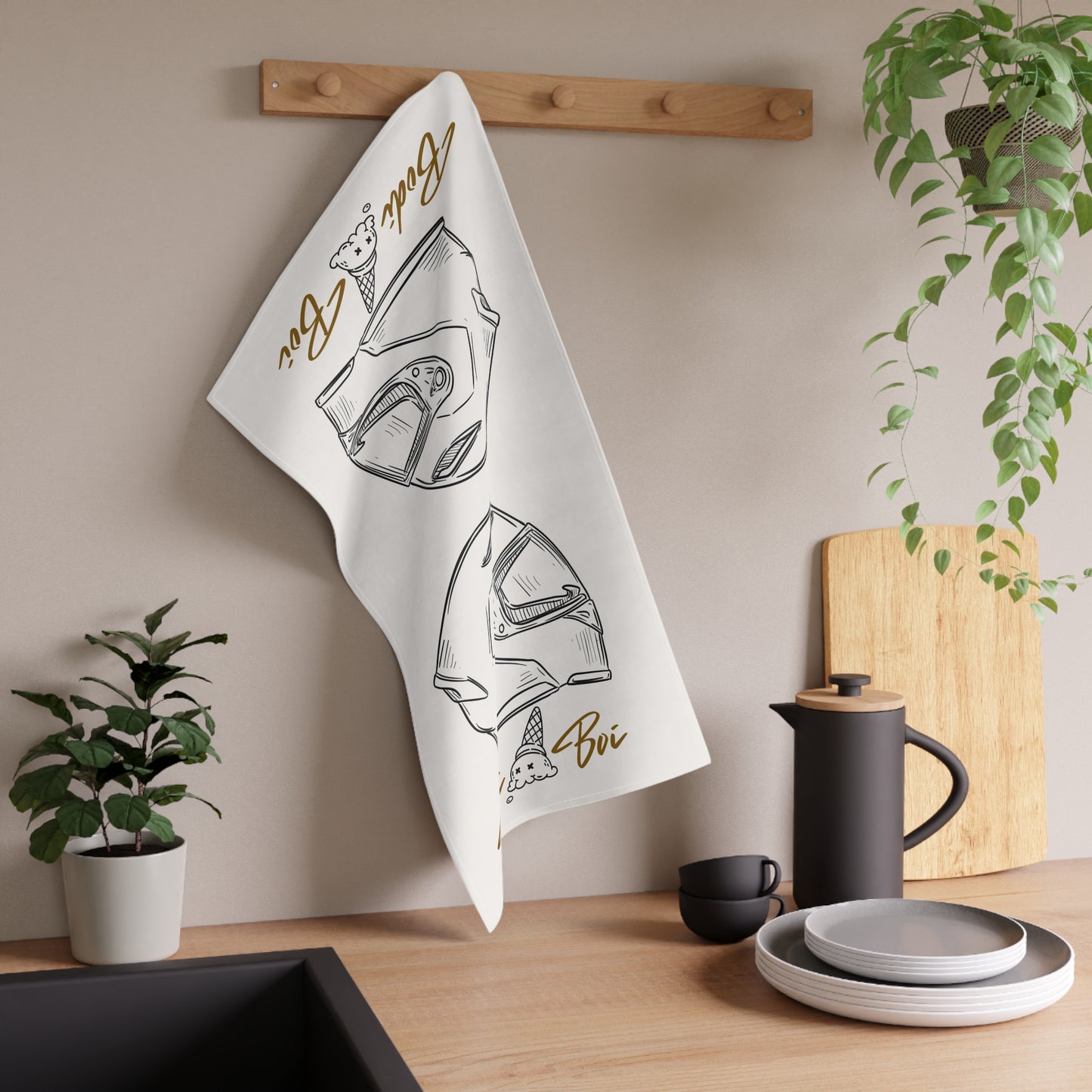 Stylish Bodi Boi Helmet Tea Towels | Fun Kitchen Decor, Unique Gifts, Racing Theme, Ice Cream Design, Home & Kitchen Essentials