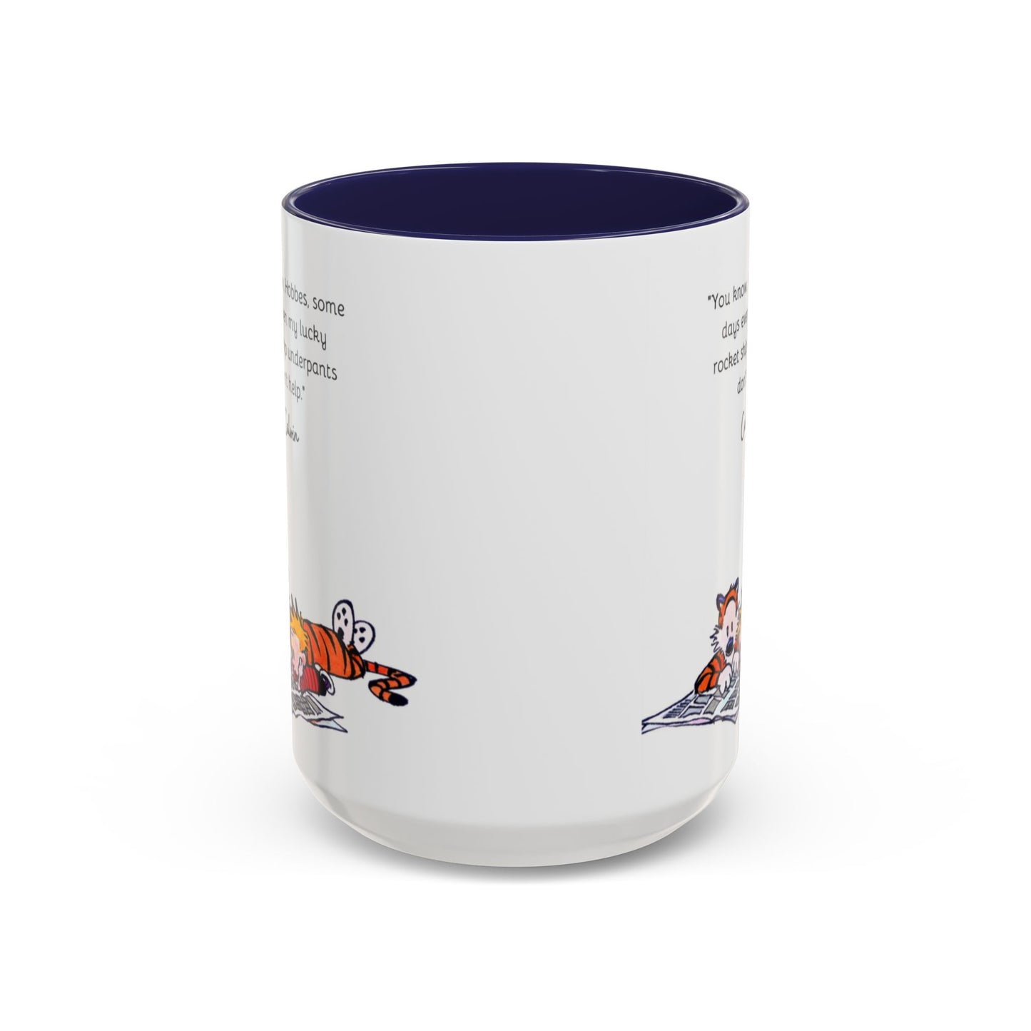 Calvin and Hobbes Inspired Accent Coffee Mug - Fun Gift for Fans, Morning Coffee, Cute Quote Mug, Whimsical Gift, Reading Companion