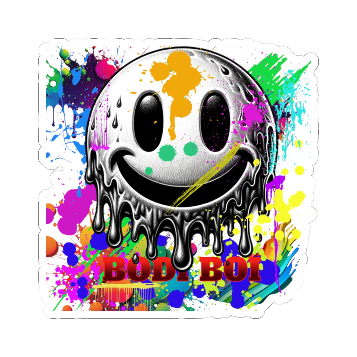 Colorful Slime Smiley Kiss-Cut Stickers, Fun Laptop Decals, Graffiti Art Stickers, Colorful Artwork for Gifts, Unique Art Stickers