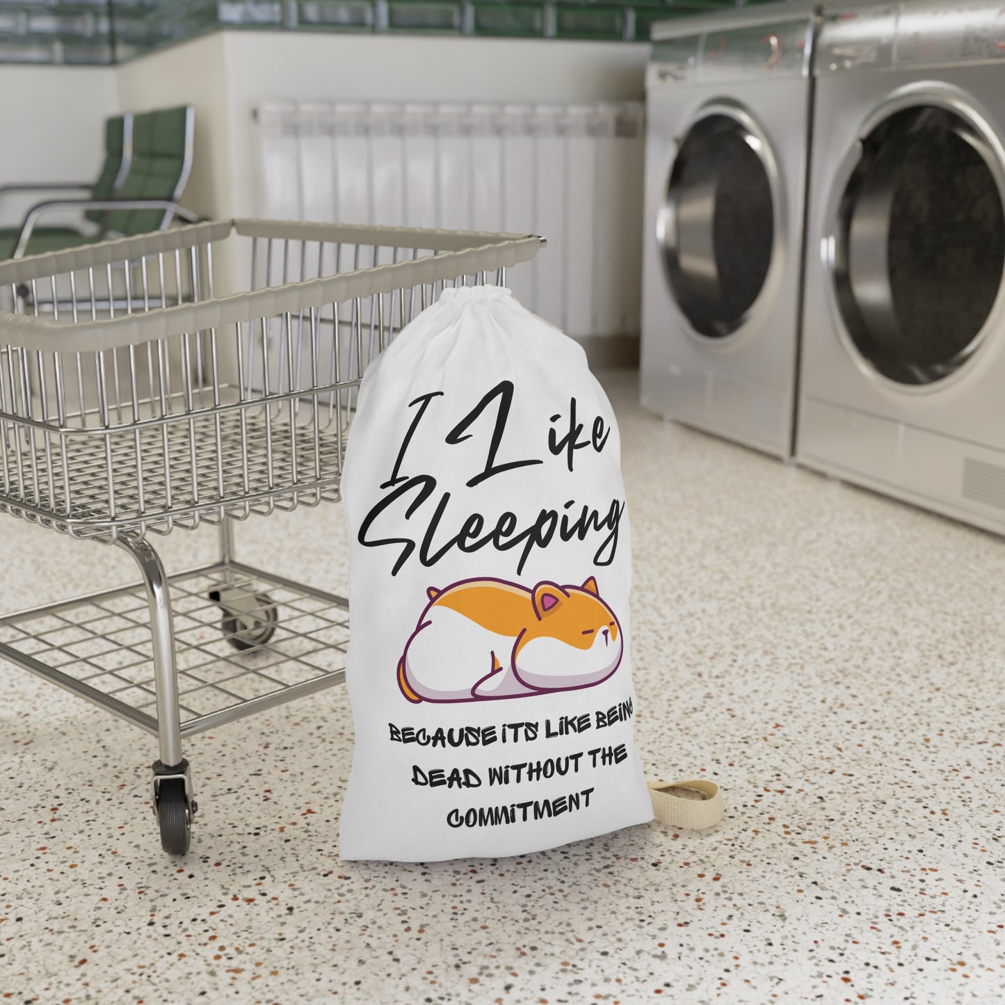 Cute Cat Laundry Bag - I Like Sleeping, Fun Storage Solution for Dorms, Kids, Pet Lovers, Cute Home Decor