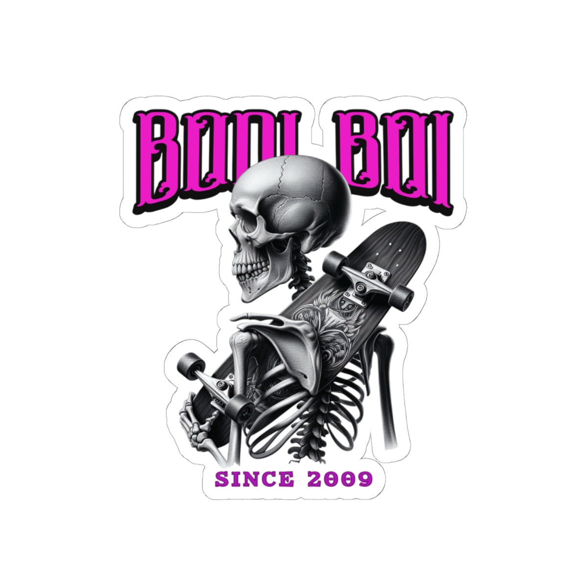 Skeleton Skateboarder Kiss-Cut Stickers, Goth Stickers, Halloween Decor, Skateboard Accessories, Unique Gifts, Art Stickers