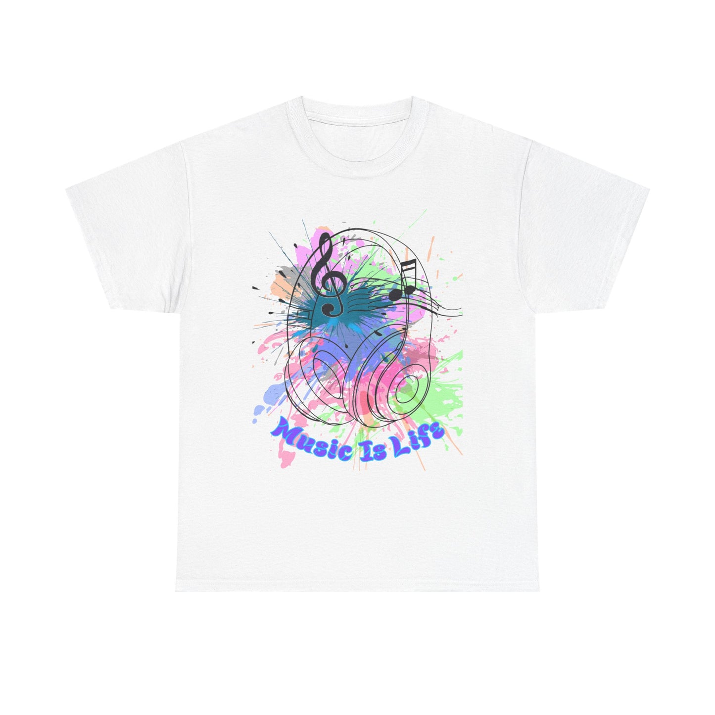 Music Is Life Unisex Heavy Cotton Tee - Perfect for Music Lovers, Gift for Musicians, Concerts, Festivals, Everyday Wear