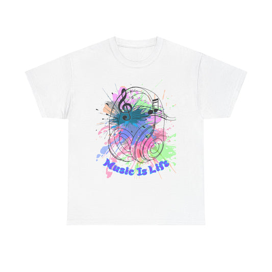 Music Is Life Unisex Heavy Cotton Tee - Perfect for Music Lovers, Gift for Musicians, Concerts, Festivals, Everyday Wear