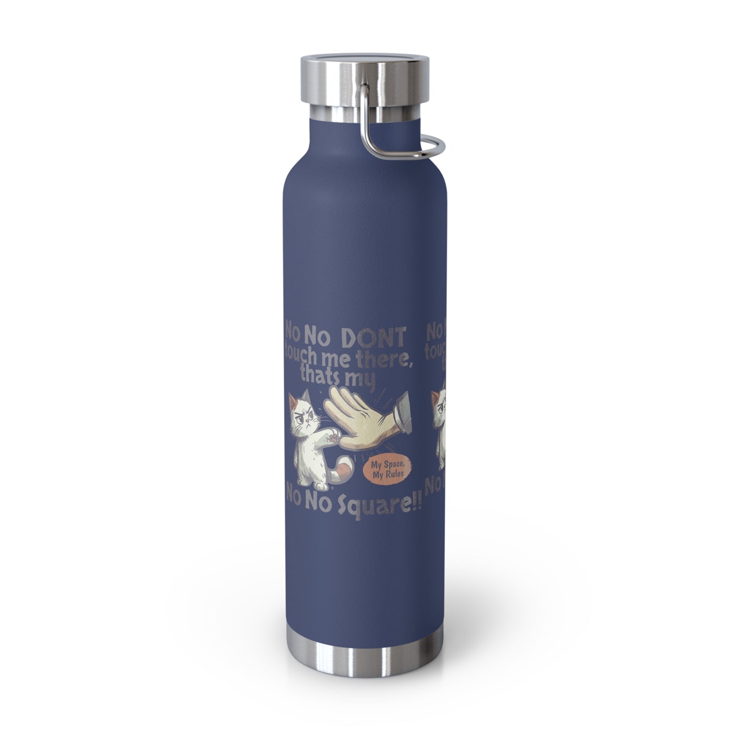 Funny Cat Insulated Water Bottle, 22oz, Laughing Cat Gift, Pet Lover Gift, Humorous Drinkware, Cat Safety Bottle