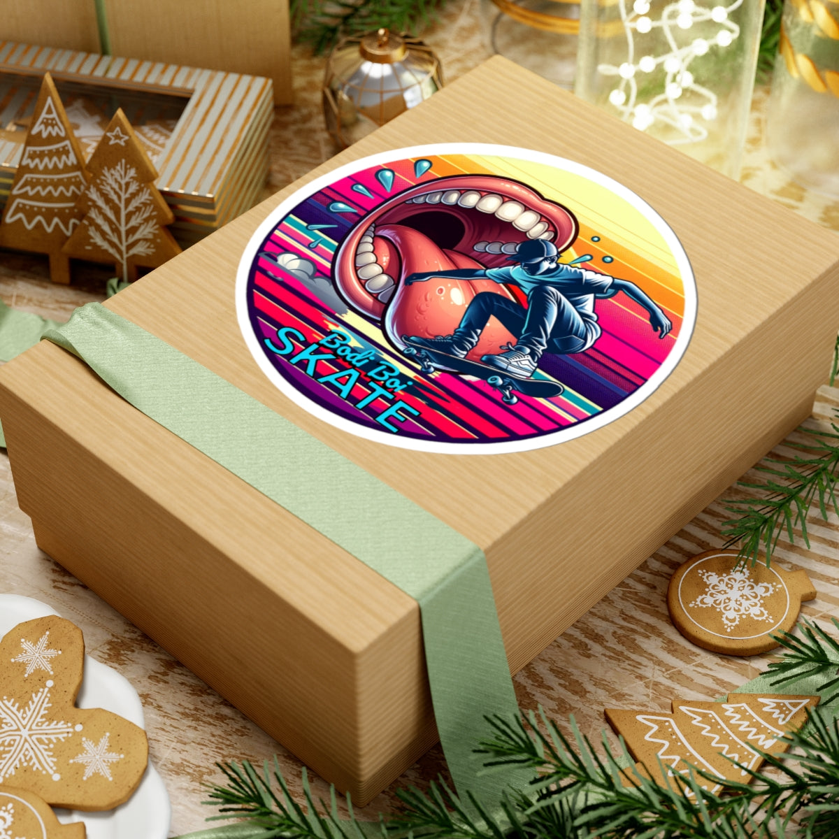 Vibrant Skateboard Kiss-Cut Stickers, Cool Skate Decals for Teens, Unique Laptop Stickers, Fun Gift for Skaters, Colorful Wall Art