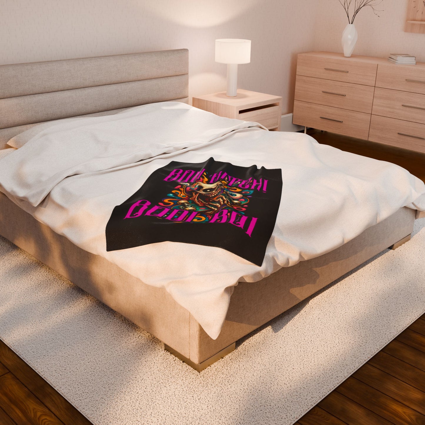 Bold Skull Graphic Plush Blanket - 'Boo Bitch! Boi Boi', Cozy Halloween Decor, Perfect Gift for Halloween Parties, Spooky Home [...]