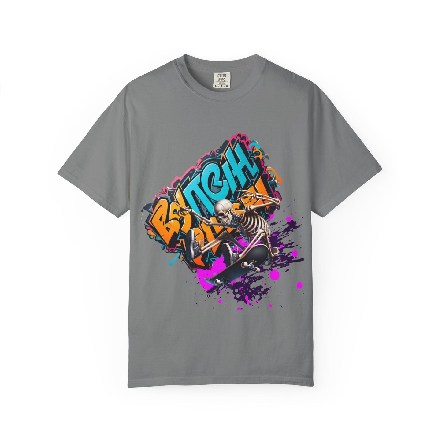 Edgy Skeleton Graffiti T-Shirt, Unisex Graphic Tee, Halloween Costume Shirt, Streetwear Style, Cool Gift for Teens
