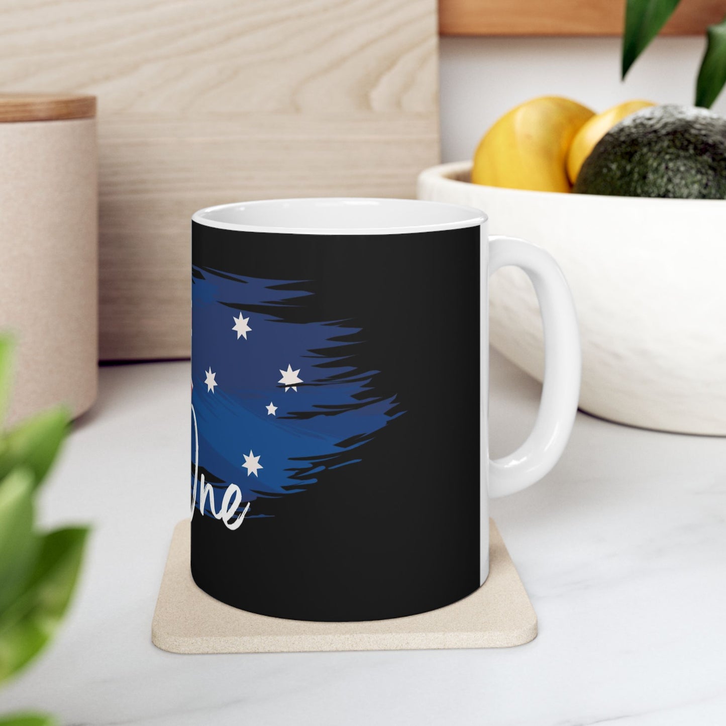 Ceramic Mug with Australian Flag only one Design, Perfect for Coffee Lovers, Gift for Australia Day, Personalized Travel Mug, Black and White Decor